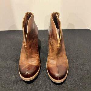 Kork-Ease Rich Brown Leather Ankle Booties
